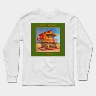 Cute Lifeguard tower in South Beach Miami Florida Long Sleeve T-Shirt